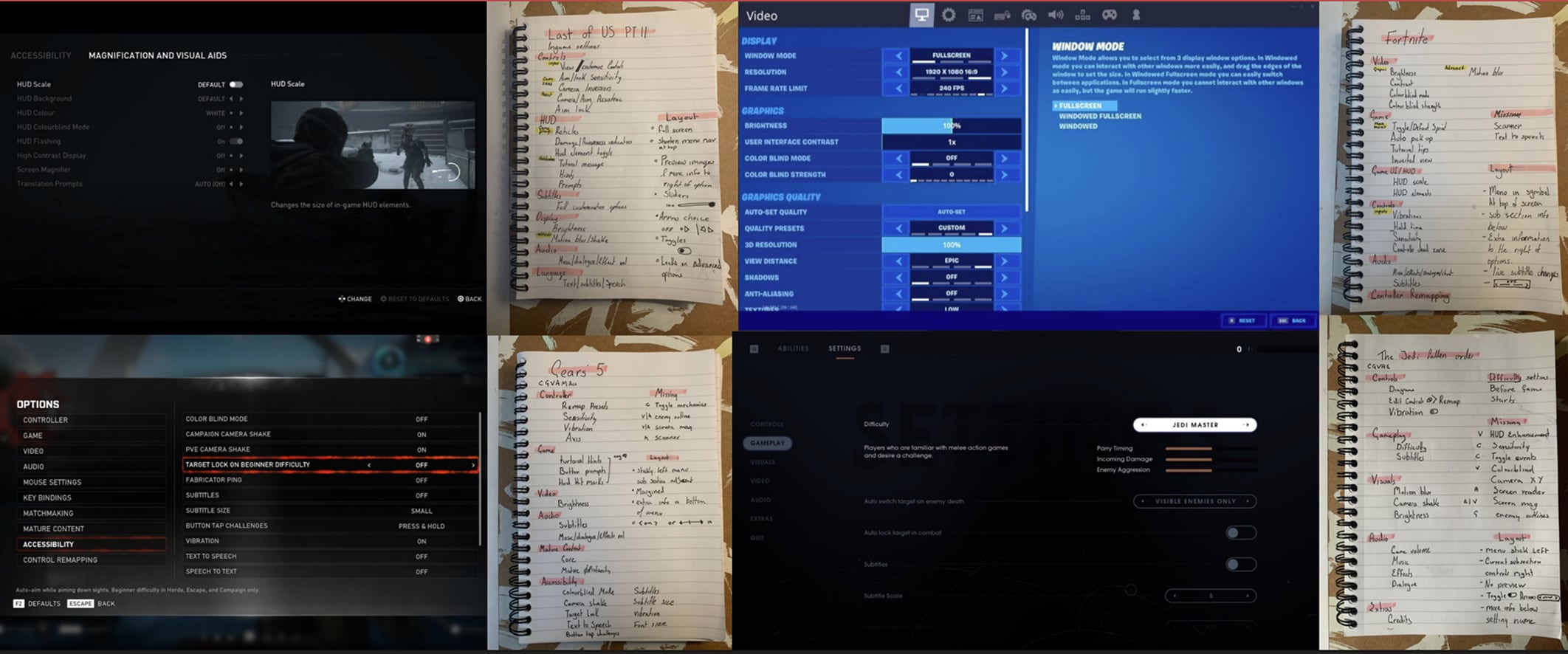 Image of 4 different game options screens